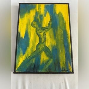 Vintage Abstract Human Figure Painting – Hope (1991) – Signed Original binS